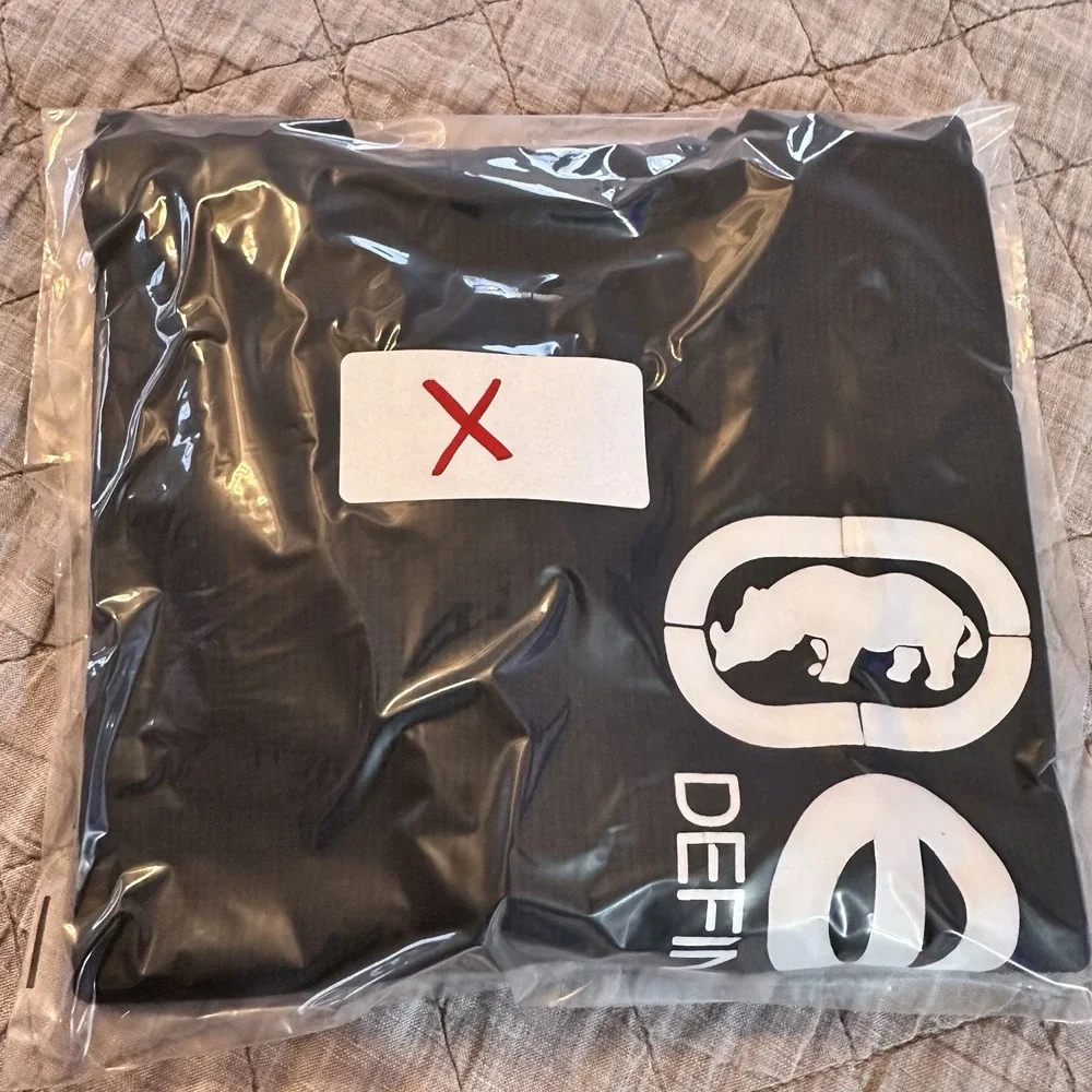 Ecko Unltd Mens Small Black Waffle Knit Long Sleeve‎ Logo Y2K Streetwear